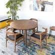 Allora 5-Piece Mid-Century Dining Set w/ 4 Pu Leather Dining Chairs in Black