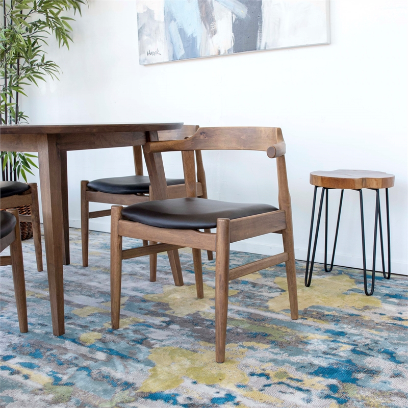 Allora 5-Piece Mid-Century Dining Set w/ 4 Pu Leather Dining Chairs in Black