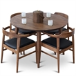 Allora 5-Piece Mid-Century Dining Set w/ 4 Pu Leather Dining Chairs in Black
