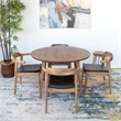 Allora 5-Piece Mid-Century Dining Set w/ 4 Pu Leather Dining Chairs in Black