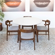 Allora 5-Piece Mid-Century round Dining Set w/ 4 Fabric dining chairs in Gray