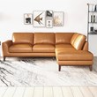 Allora Mid-Century L-Shaped Tight Back Leather Right-Facing Sectional in Tan