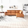 Allora Mid-Century L-Shaped Tight Back Leather Right-Facing Sectional in Tan