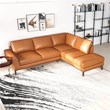 Allora Mid-Century L-Shaped Tight Back Leather Right-Facing Sectional in Tan