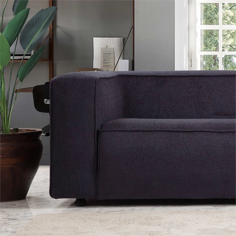 Allora Mid-Century Modern Tight Back French Boucle Fabric Sofa in Gray