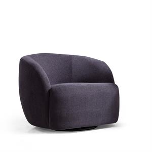 Allora Mid-Century Modern French Boucle Upholstered Swivel Chair in Blue