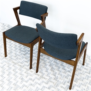 Allora Mid-Century Modern Fabric Dining Chair in Dark Gray (Set of 2)