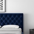 Allora Mid-Century Modern Velvet Upholstered Platform Bed Queen Size in Blue