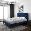 Allora Mid-Century Modern Velvet Upholstered Platform Bed Queen Size in Blue