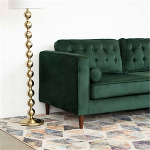 allora mid-century l-shaped tufted back velvet right-facing sectional in green