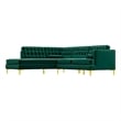 Allora Mid-Century Tufted Cushion Back Velvet left-facing Sectional in Green
