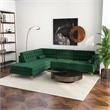 Allora Mid-Century Tufted Cushion Back Velvet left-facing Sectional in Green