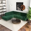 Allora Mid-Century Tufted Cushion Back Velvet left-facing Sectional in Green