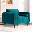 Allora Mid-Century Pillow Back Velvet Upholstered Armchair in Teal
