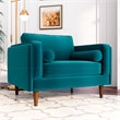 Allora Mid-Century Pillow Back Velvet Upholstered Armchair in Teal