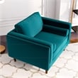 Allora Mid-Century Pillow Back Velvet Upholstered Armchair in Teal