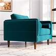 Allora Mid-Century Pillow Back Velvet Upholstered Armchair in Teal