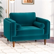 Allora Mid-Century Pillow Back Velvet Upholstered Armchair in Teal