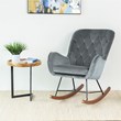 Allora Mid-Century Modern Tight Back Velvet Rocking Chair in Dark Grey
