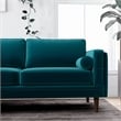 Allora Mid-Century Velvet Pillow Back Corner Sofa in Teal Turquoise