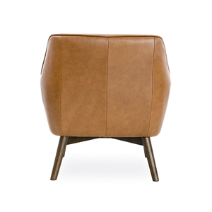 Allora Mid-Century Modern Tight Back Leather Upholstered Armchair in Tan