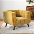 Allora Mid-Century Velvet Upholstered Tight Back Armchair in Gold