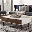 Allora Modern Wood Top Storage Coffee Table in White and Brown