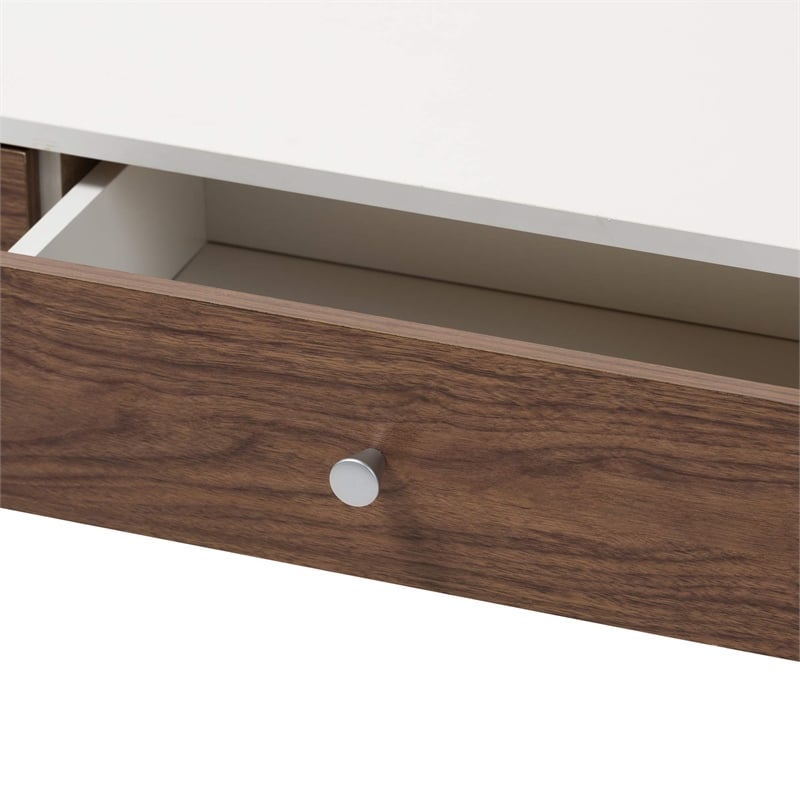 Allora Modern Wood Top Storage Coffee Table in White and Brown
