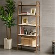 Allora Mid-Century Styled Rubber Wood Bookcase in Off White/Pecan