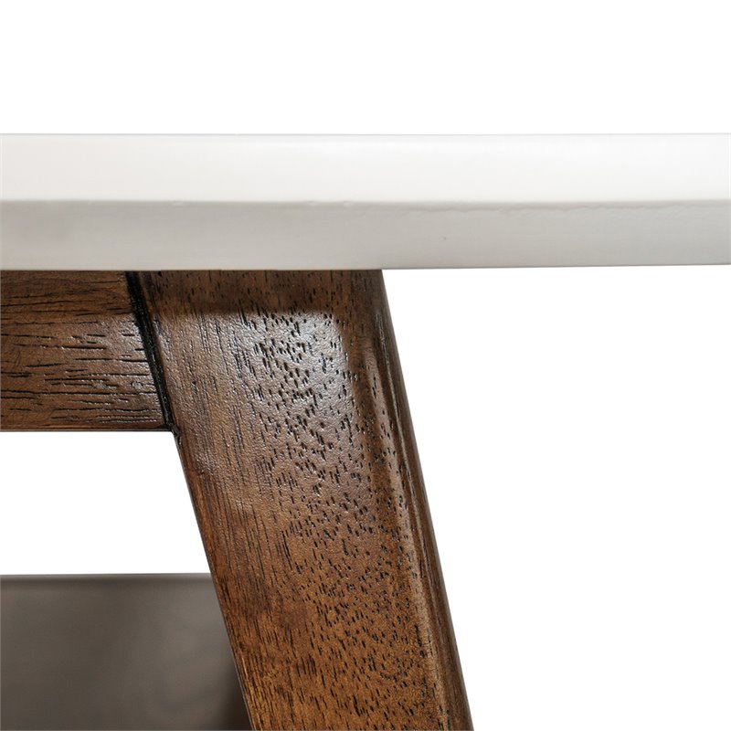 Allora Mid-Century Styled Solid Wood Coffee Table in Off White/Pecan