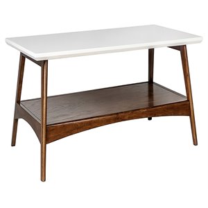 Allora Mid-Century Styled Solid Wood Coffee Table in Off White/Pecan