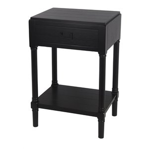 allora 1-tiered & 1 drawer transitional wood night stand in midnight black