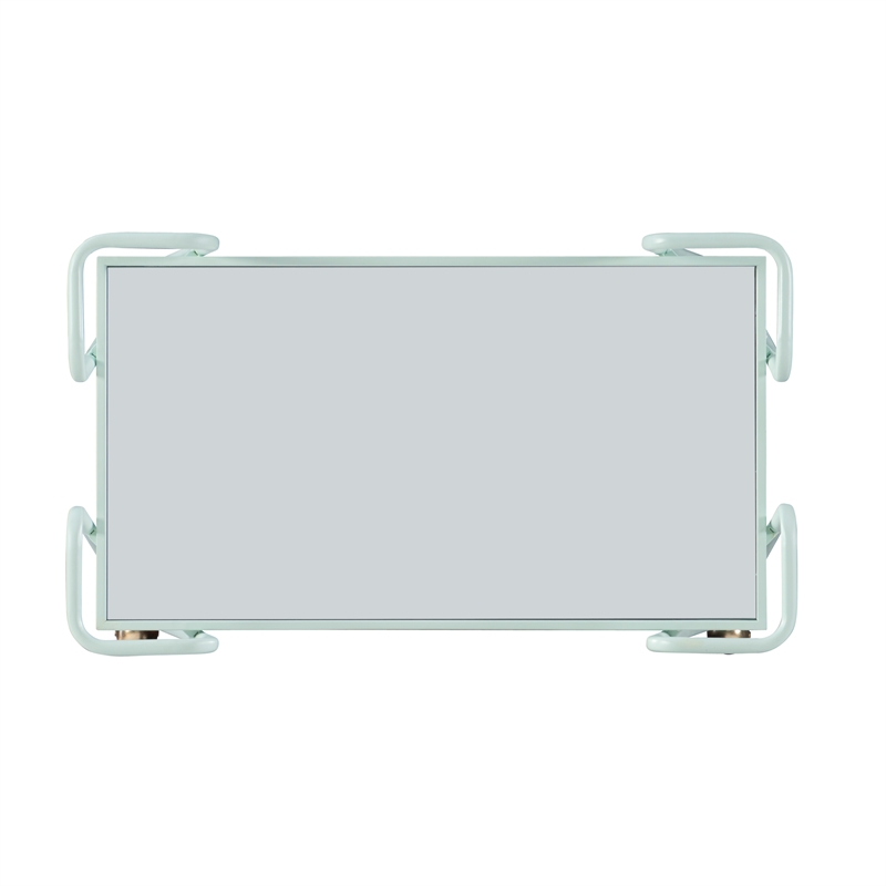 Allora Mid-Century Modern Metal and Mirorred Bar Cart in Mint Green