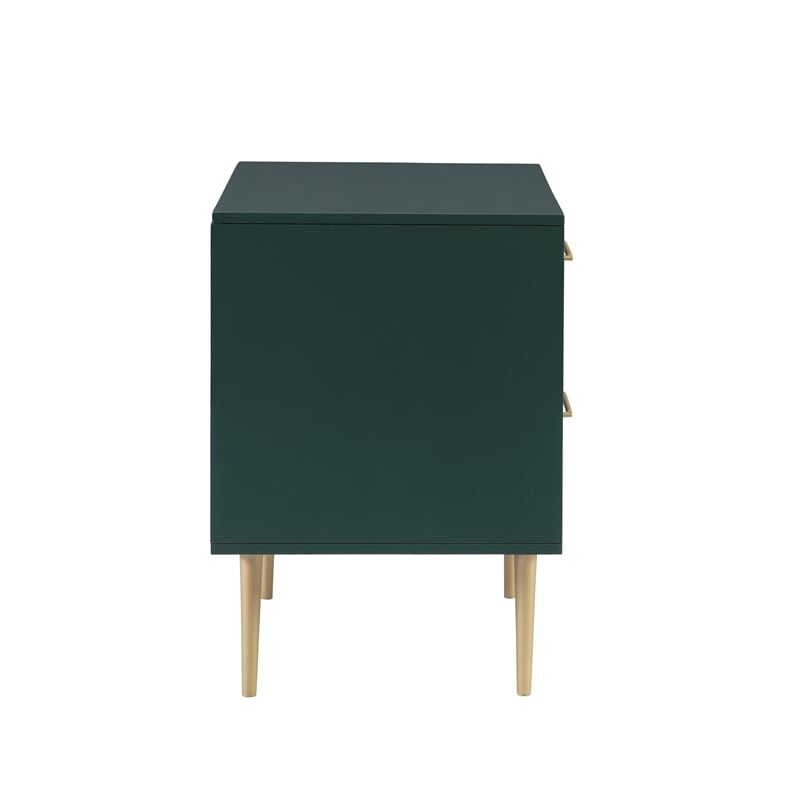 Allora Modern Two Drawer Wooden Nightstand with Two Drawers in Dark Green