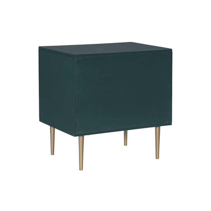 Allora Modern Two Drawer Wooden Nightstand with Two Drawers in Dark Green