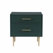 Allora Modern Two Drawer Wooden Nightstand with Two Drawers in Dark Green