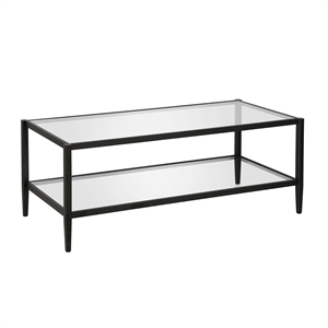 Allora Mid Century Metal Frame Coffee Table with Glass Top in Black/Bronze