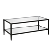 Allora Mid Century Metal Frame Coffee Table with Glass Top in Black/Bronze