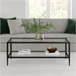Allora Mid Century Metal Frame Coffee Table with Glass Top in Black/Bronze