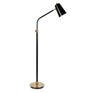 allora mid-century height adjustable floor lamp in black and brass