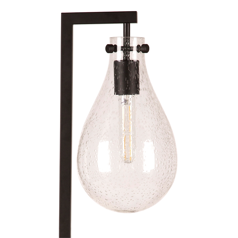 Allora Modern Seeded Glass Shade and Metal Table Lamp in Brass