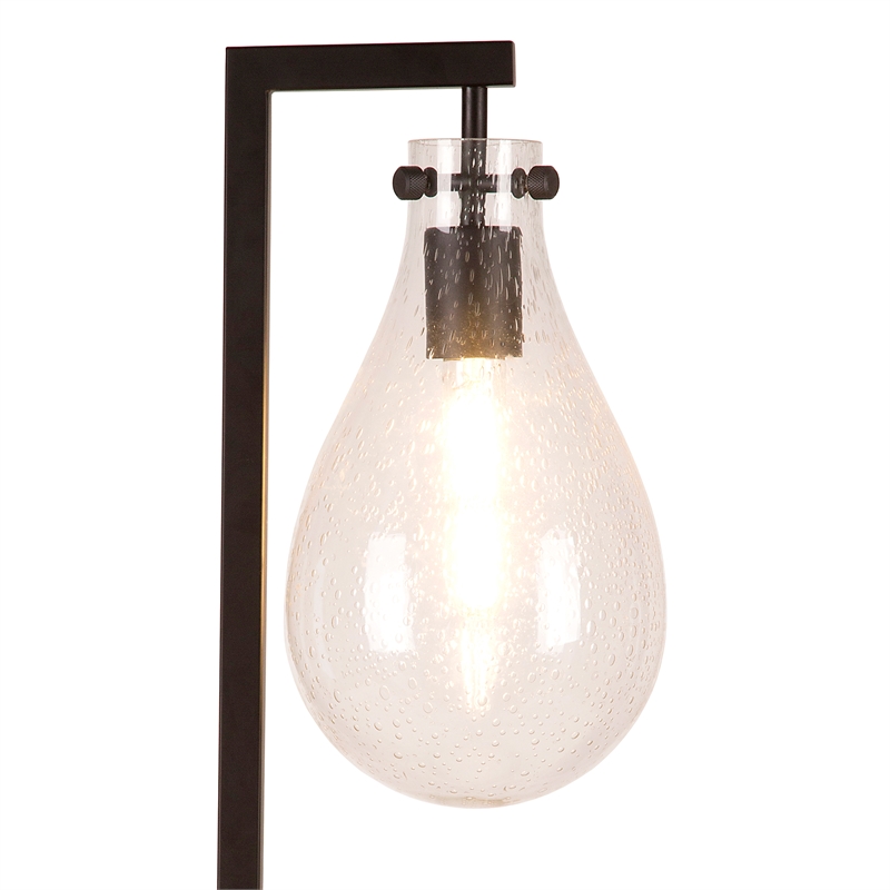 Allora Modern Seeded Glass Shade and Metal Table Lamp in Brass