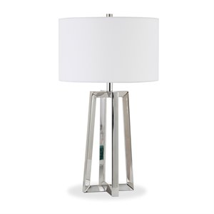 allora mid-century metal table lamp in nickel and gray