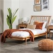 Allora Twin Mid Century Solid Wood Spindle Bed in Caramel Finish