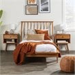 Allora Twin Mid Century Solid Wood Spindle Bed in Caramel Finish