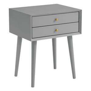 allora mid-century modern styled wooden side table in gray finish
