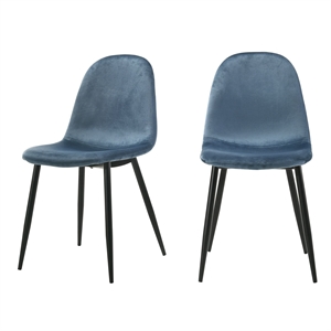 Allora Modern/Contemporary Velvet Side Chair Set in Navy Blue