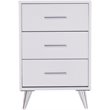 Allora Mid-Century 3 Drawer Nightstand in White and Chrome Finish