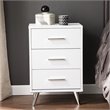Allora Mid-Century 3 Drawer Nightstand in White and Chrome Finish