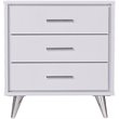 Allora Mid-Century 3 Drawer Nightstand in White and Chrome Finish